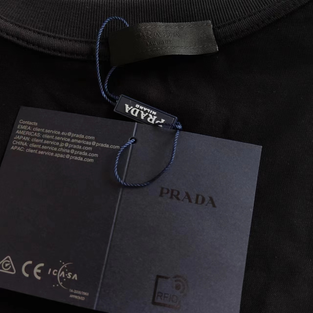 实拍细节图 +尺码表 PRADA 普拉达 24SS胸前三角标logo短袖T桖