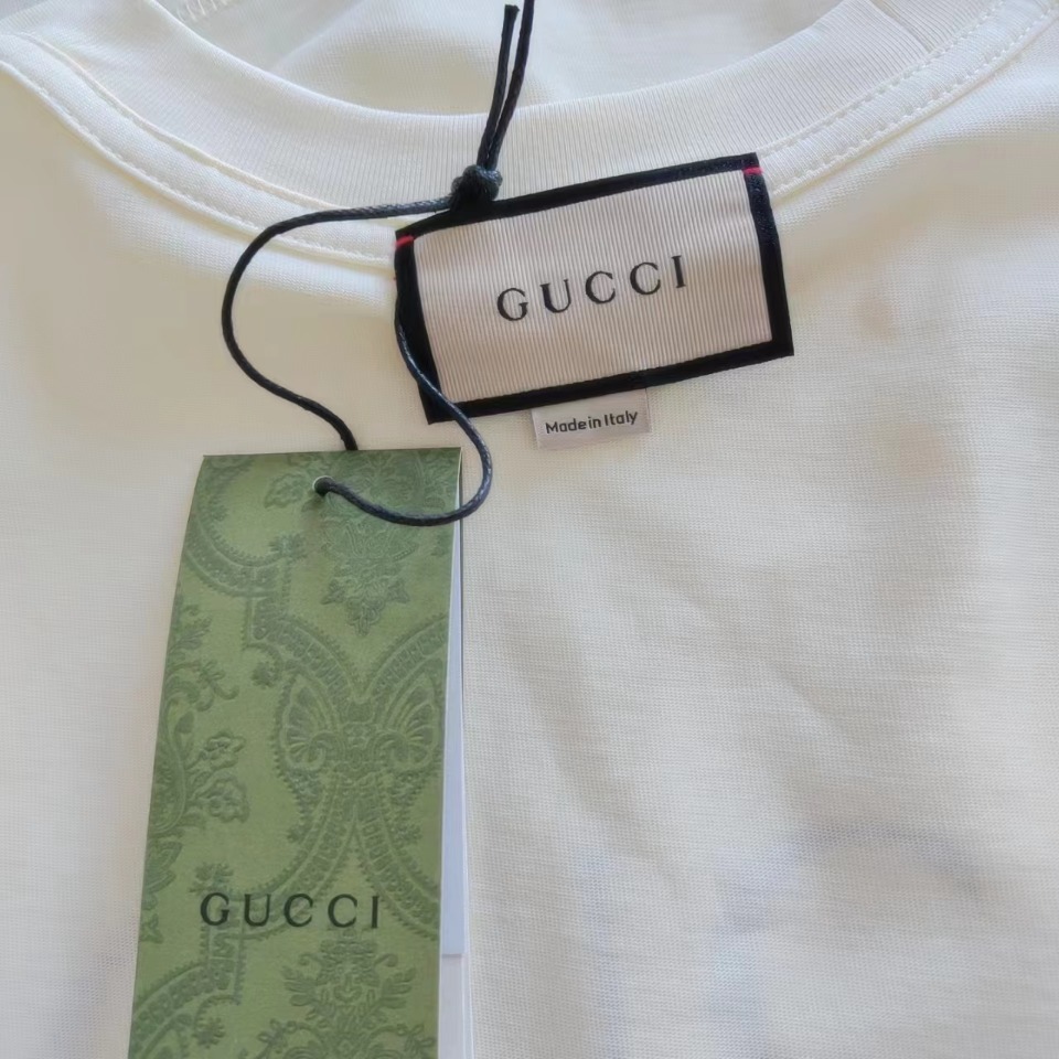 实拍细节图+尺码表 Gucci/古驰 24SS涂鸦手绘双G印花圆领T恤