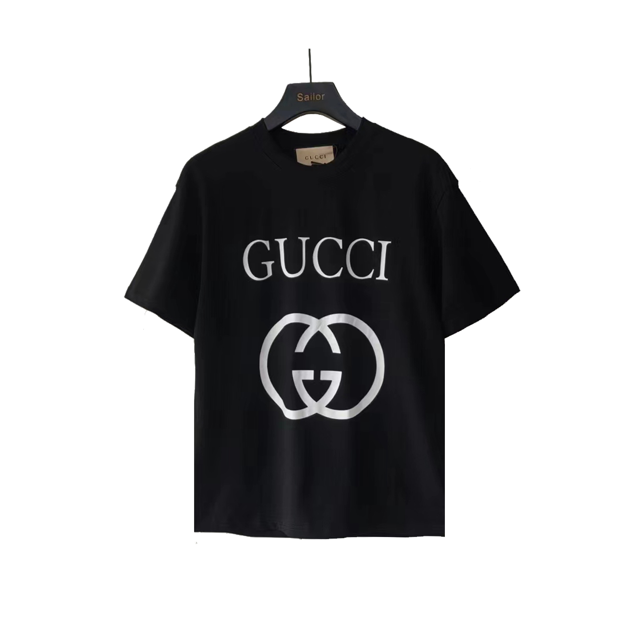 实拍细节图+尺码表 Gucci/古驰双G基础双环倒扣Logo印花短袖