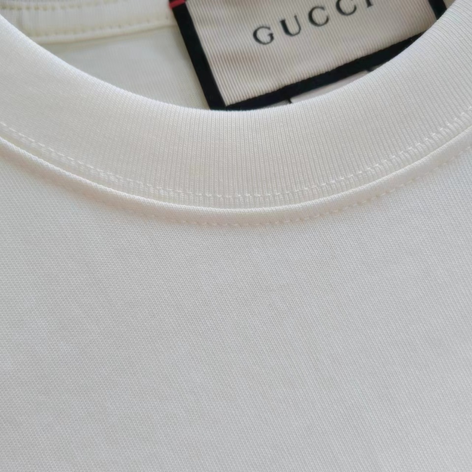 实拍细节图+尺码表 GUCCI/古驰 2024SS 渐变闪电字母logo圆领短袖