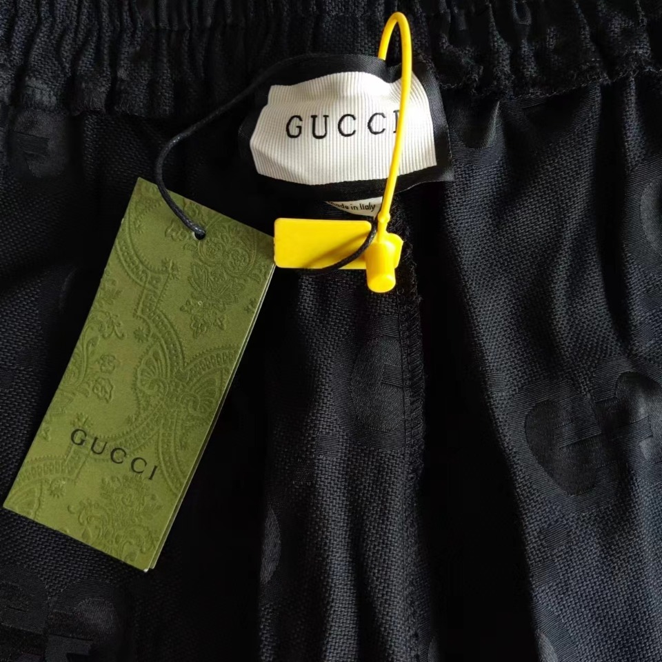 实拍细节图+尺码表 Gucci/古驰 满印双G字母Logo标识五分裤