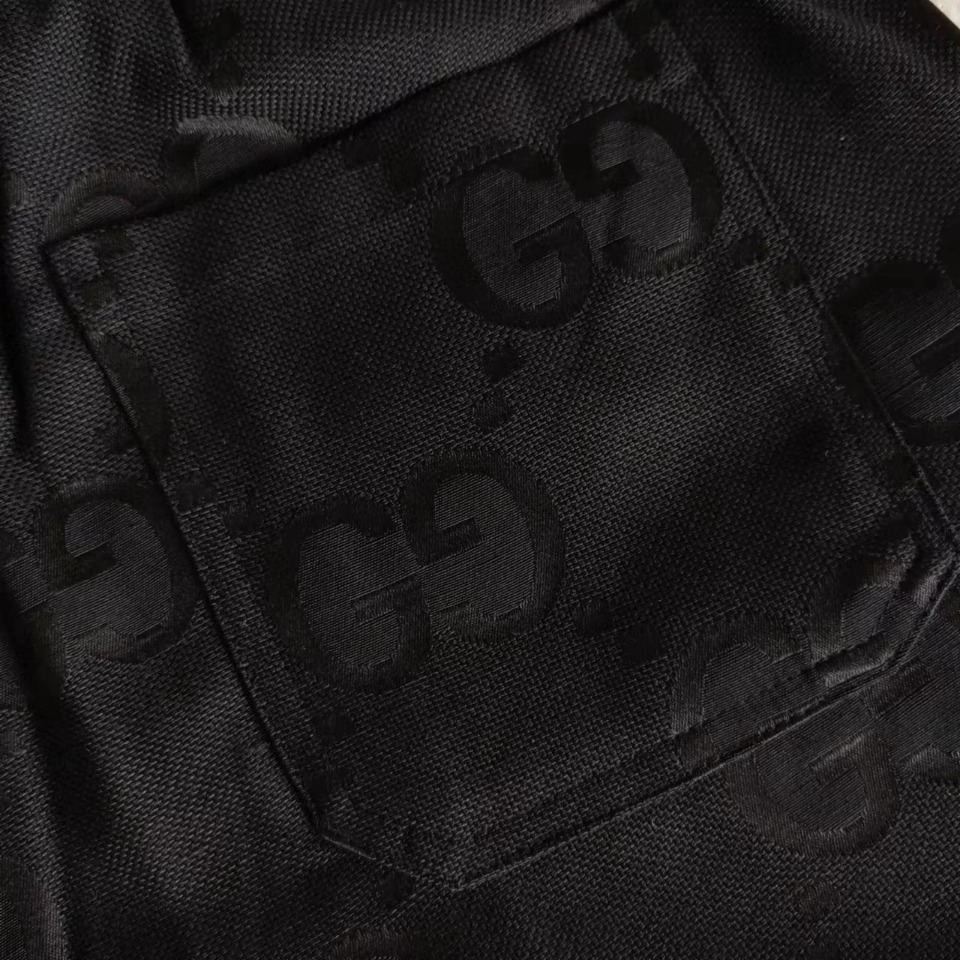 实拍细节图+尺码表 Gucci/古驰 满印双G字母Logo标识五分裤