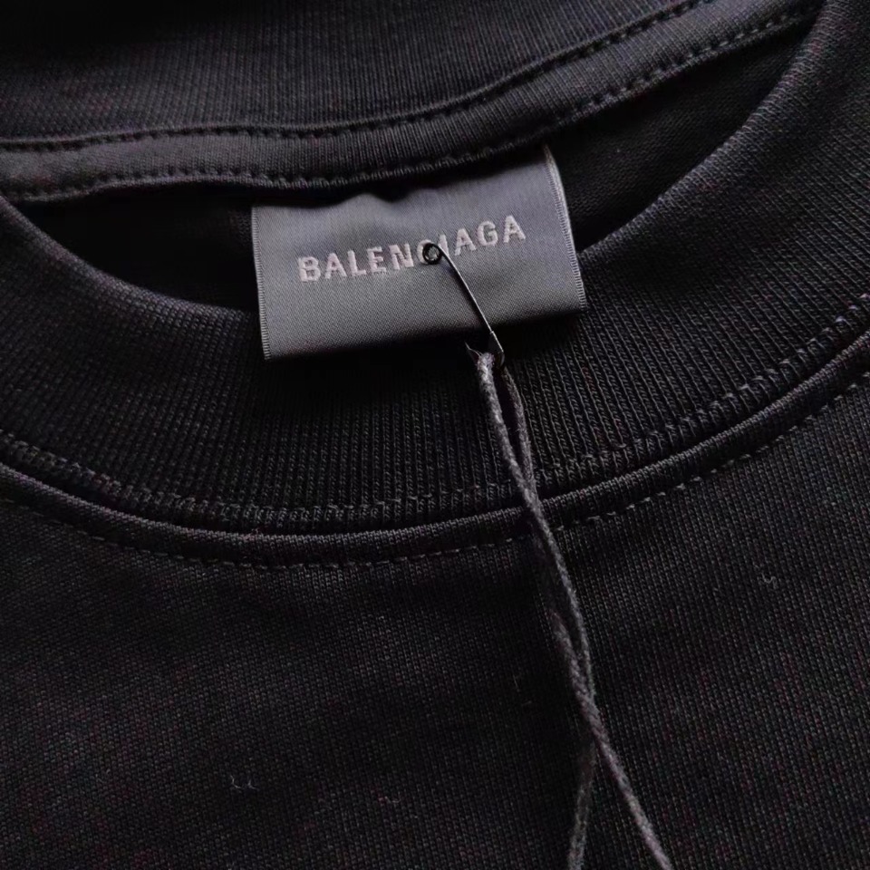 0 实拍细节图+尺码表 巴黎世家 Balenciaga基础背后烫钻短袖 经典背后烫钻字母