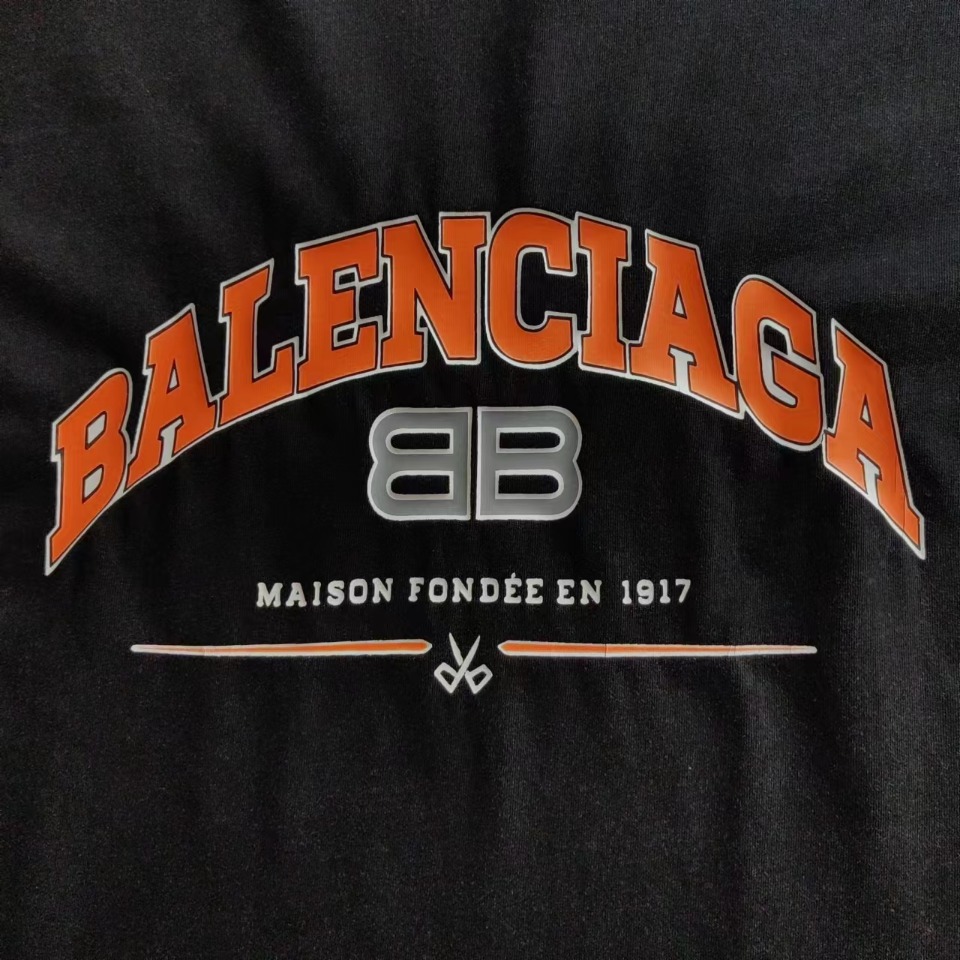 实拍细节图 +尺码表 巴黎世家Balenciaga双B剪刀撕裂印花破洞短袖