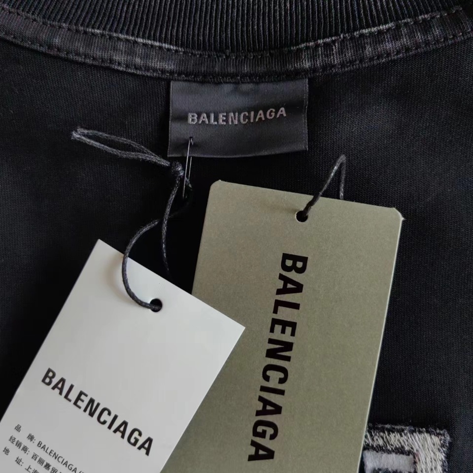 实拍细节图 +尺码表 巴黎世家 Balenciaga基础前后字母刺绣短袖