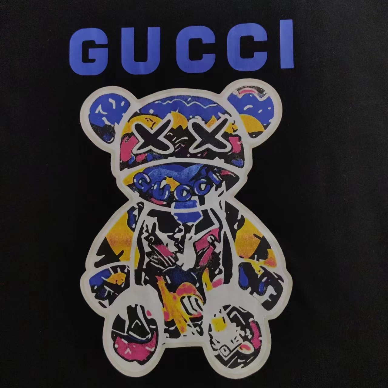 实拍细节图+细节图 Gucci/古驰 彩色熊字母Logo印花短袖T桖