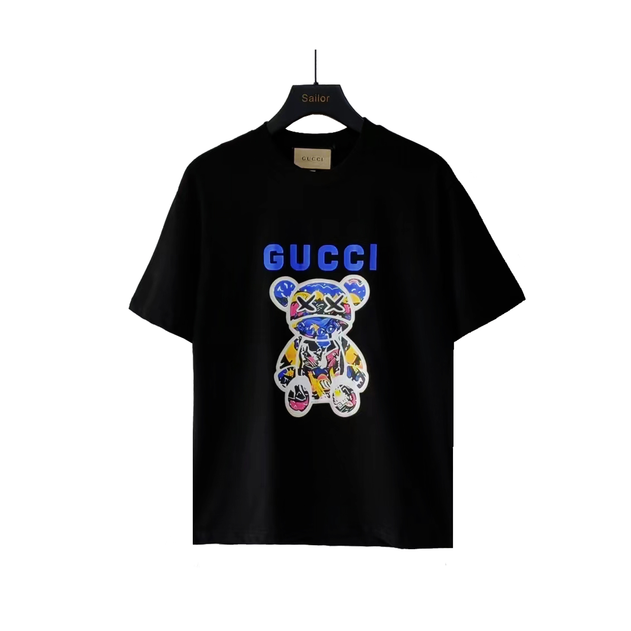 实拍细节图+细节图 Gucci/古驰 彩色熊字母Logo印花短袖T桖