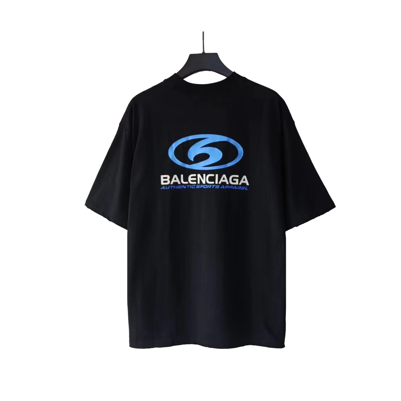 实拍细节图+细节图 巴黎世家Balenciaga 冲浪LOGO直裂印花短袖