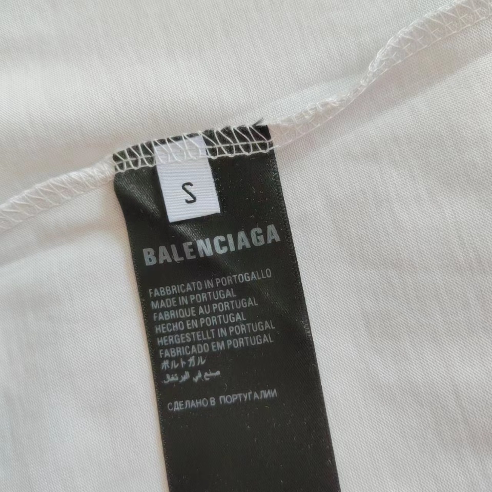 P150 实拍细节图+细节图 巴黎世家Balenciaga 冲浪LOGO直裂印花短袖