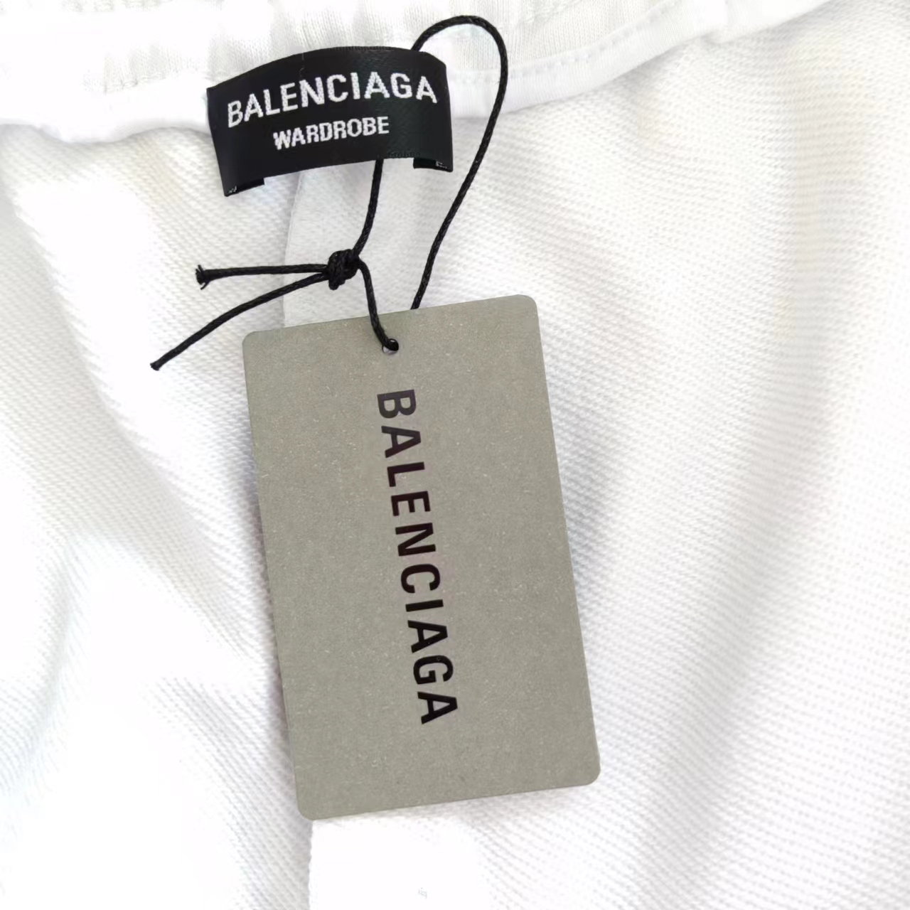 实拍细节图+细节图 BALENCIAGA巴黎世家 黑白拼接字母简约LoGO标识刺绣五分裤