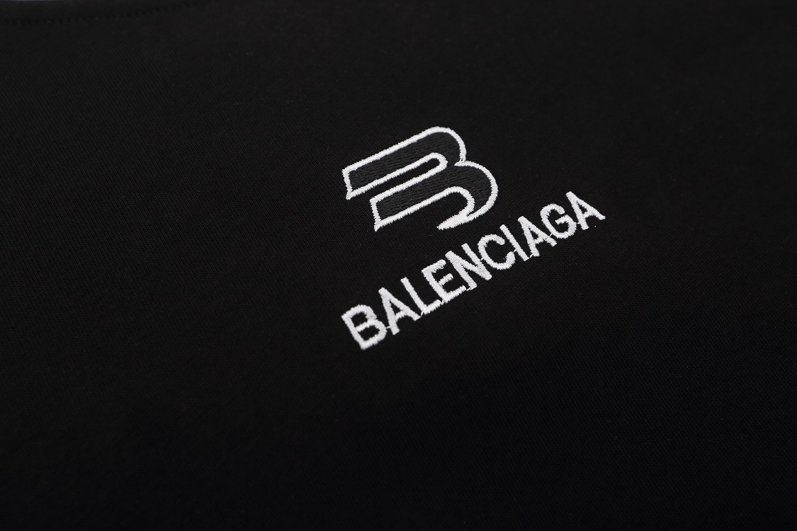 实拍细节图 +尺码表 BALENCIAGA巴黎世家2023ss新款拼接字母刺绣情侣休闲短袖T恤