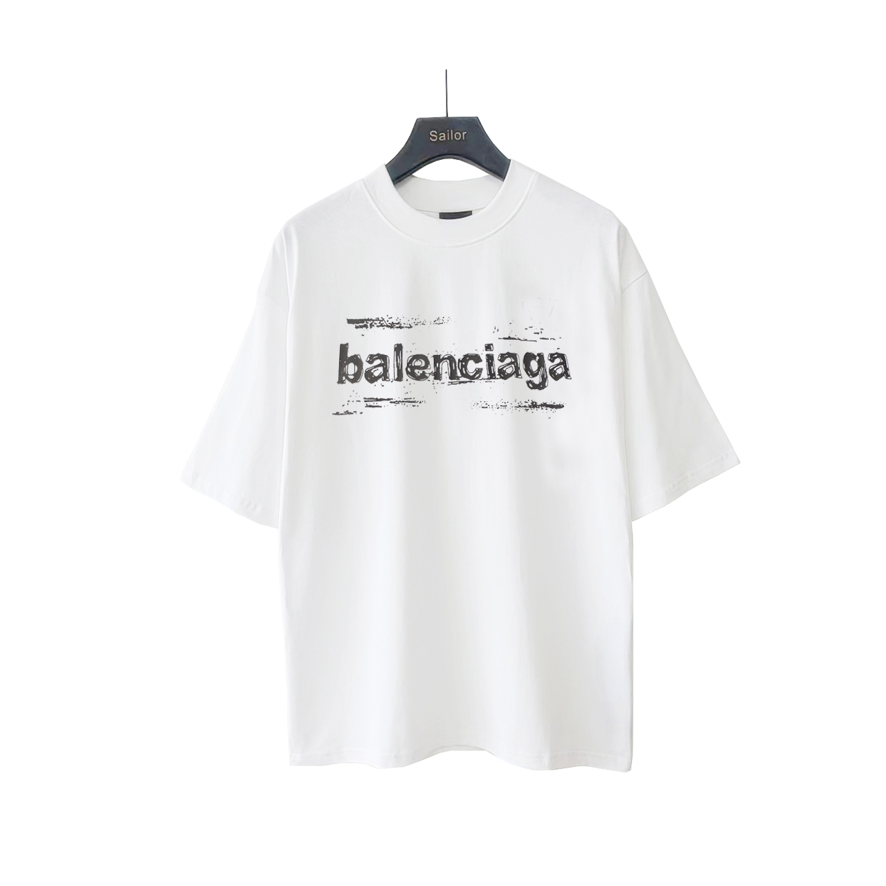 P150 实拍细节图+尺码表 Balenciaga巴黎世家新款限定字母logo短袖T恤 背后字母印花