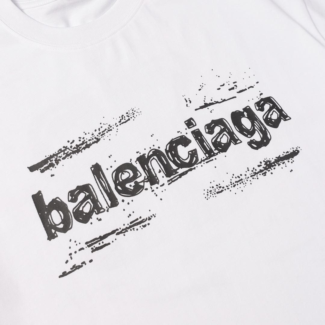 P150 实拍细节图+尺码表 Balenciaga巴黎世家新款限定字母logo短袖T恤 背后字母印花