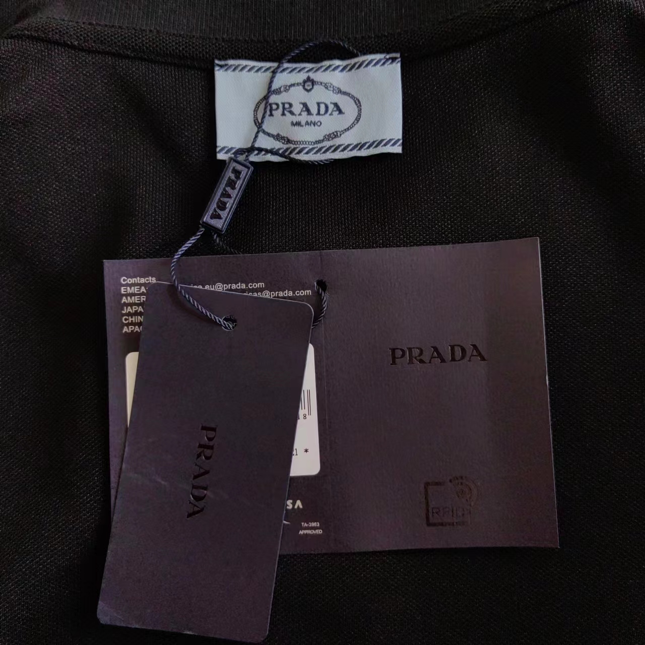 实拍细节图+尺码表 PRADA/ 普拉达 经典三角标l短袖Polo衫