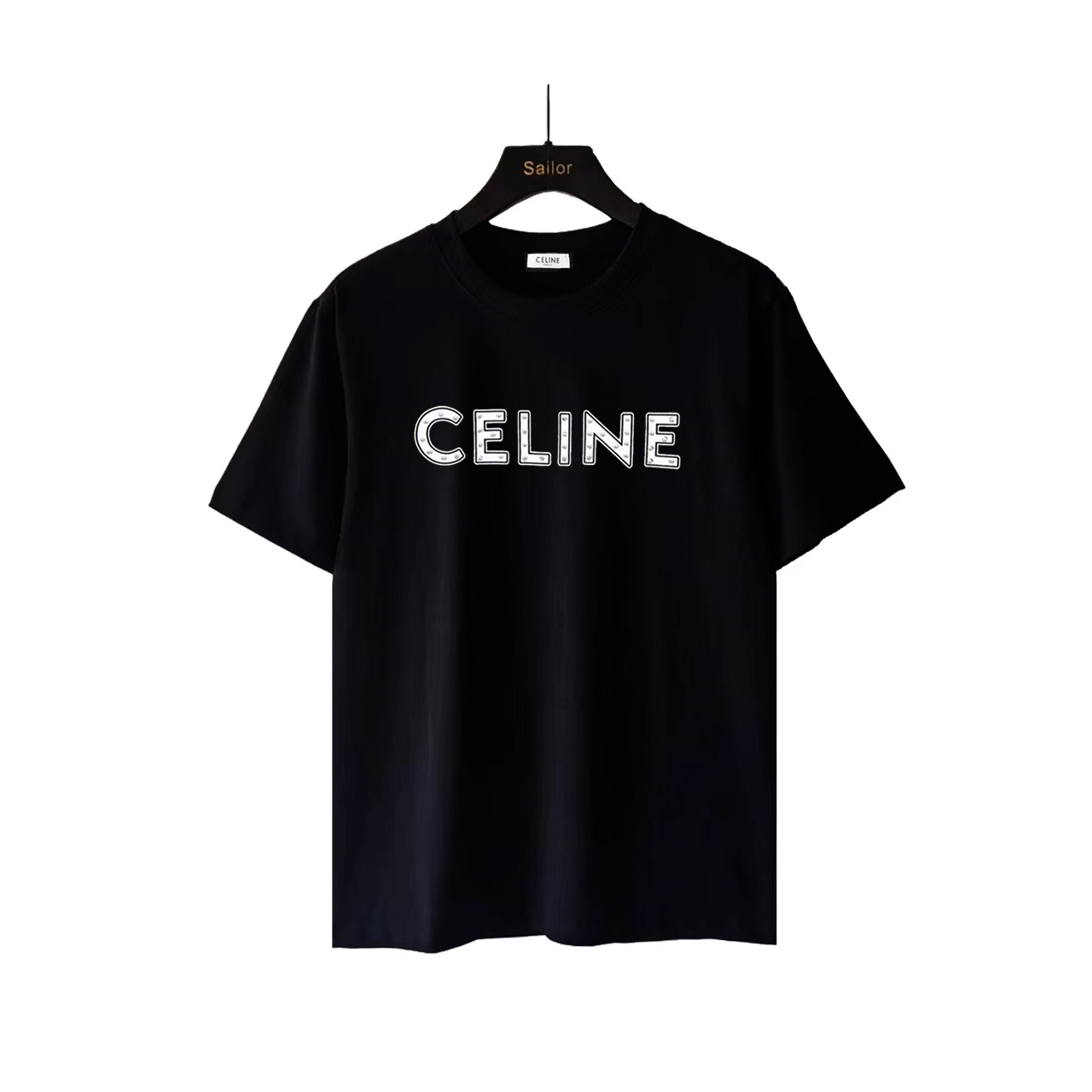 实拍细节图+尺码表 CELINE/赛琳 24FW 字母铆钉印花短袖