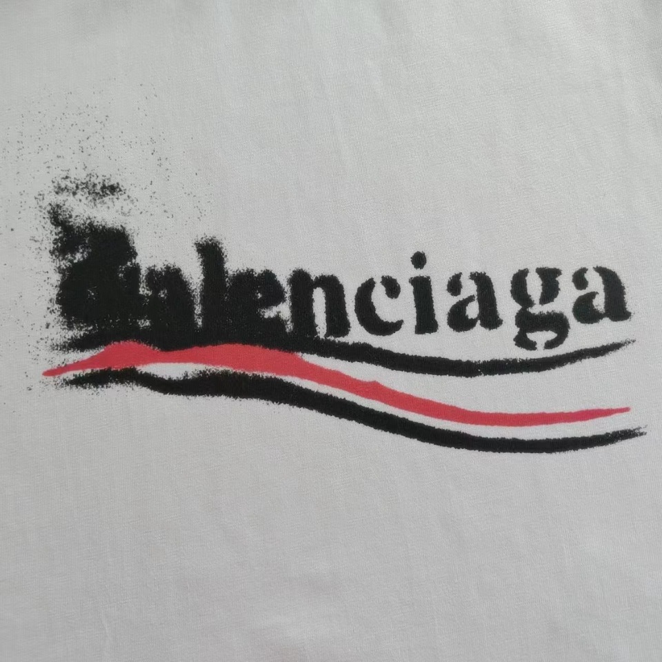 实拍细节图+尺码表 巴黎世家Balenciaga溶解可乐网点印花短袖