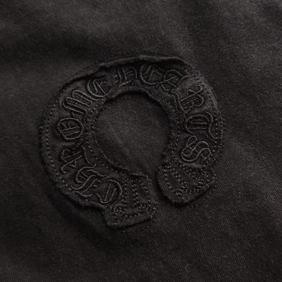 Chrome Hearts/克罗心 十字架马蹄贴布刺绣十字架五金短袖