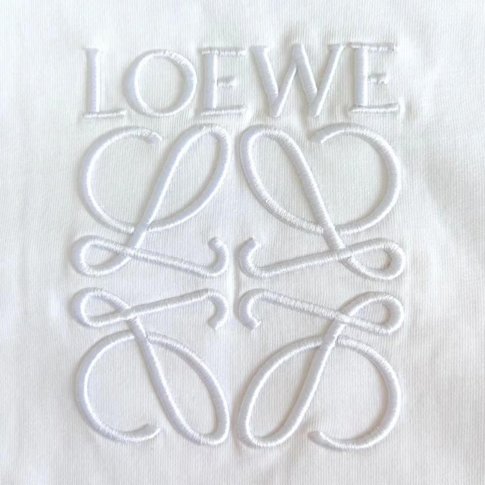 实拍细节图+尺码表 LOEWE 罗意威 纯色刺绣大Logo刺绣短袖T桖