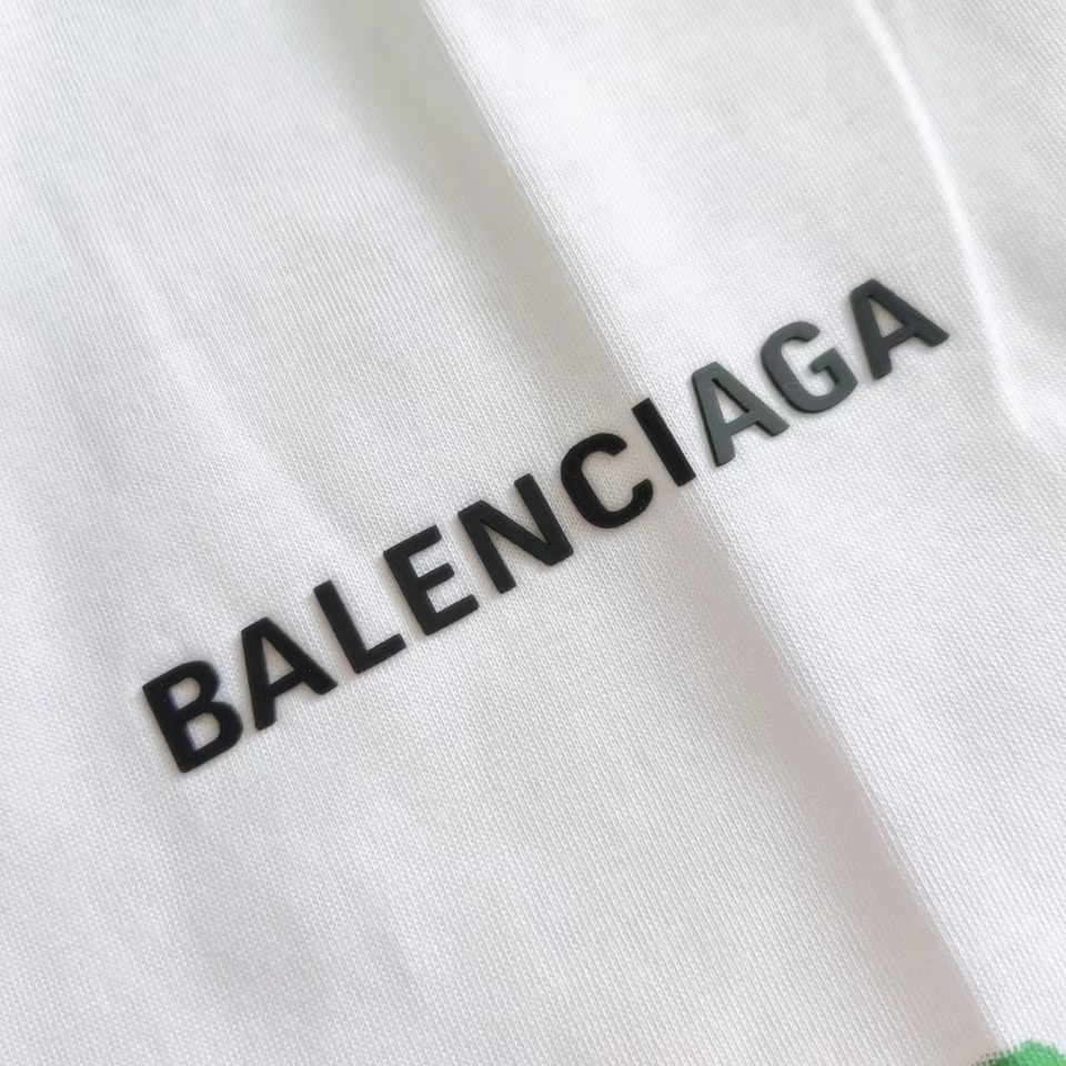 实拍细节图+尺码表 BALENCIAGA/巴黎世家彩绘涂鸦满印硅胶短袖T恤