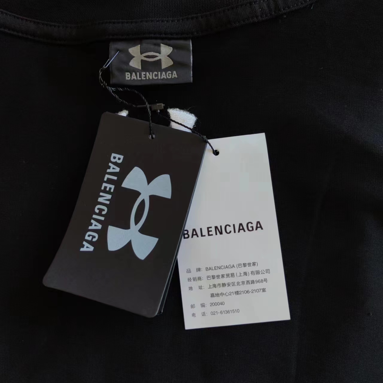 实拍细节图+细节图 巴黎世家Balenciag 安德玛联名短袖 刺绣区分