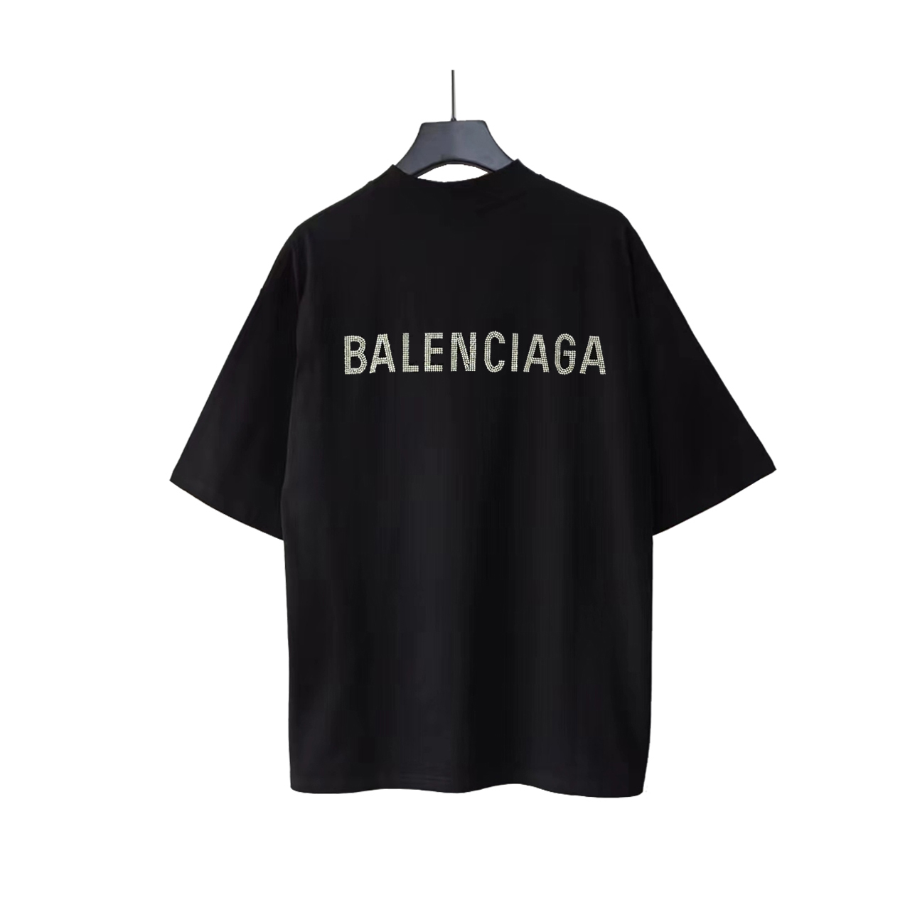 实拍细节图+尺码表 巴黎世家Balenciagg 新款前后中间字母烫钻短袖