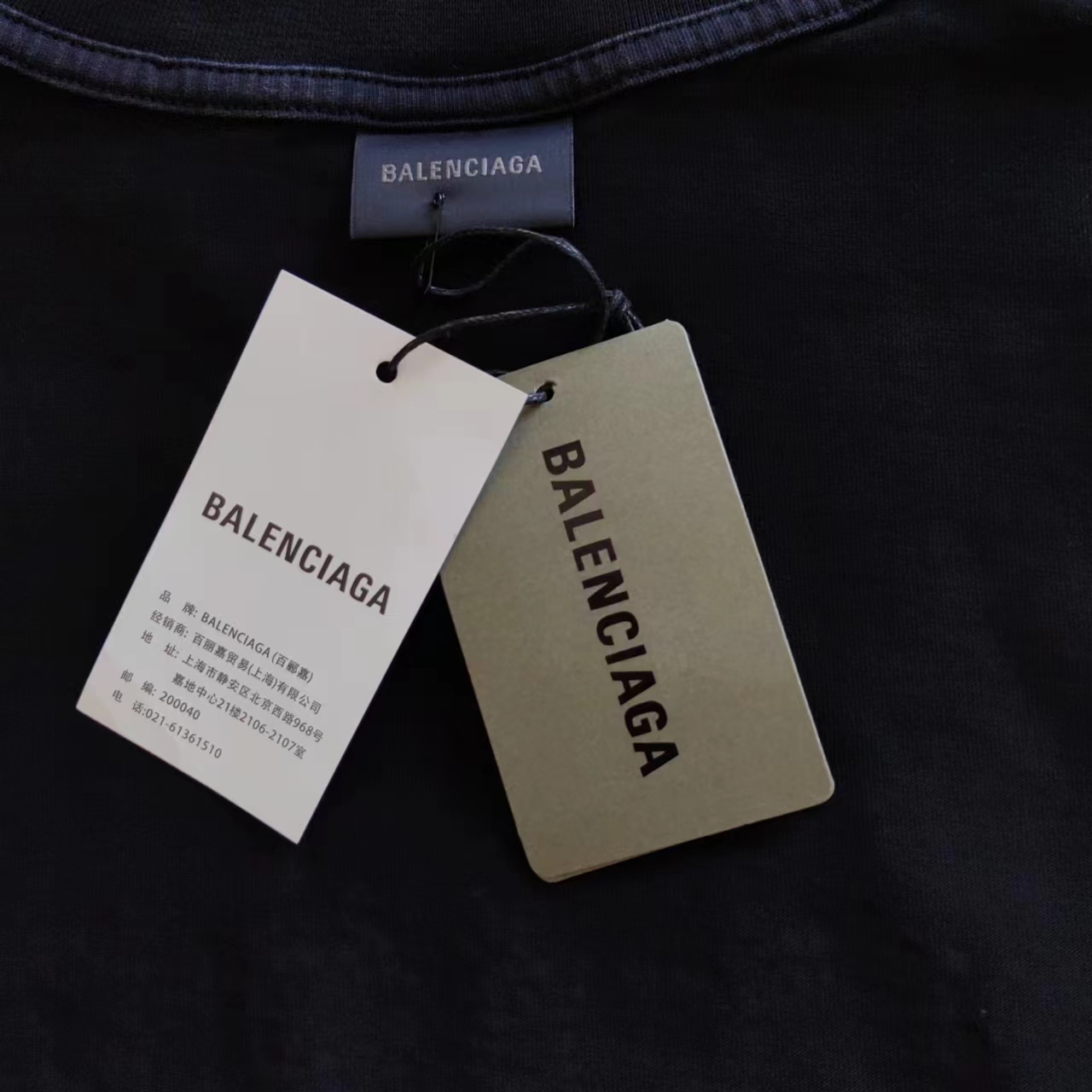 实拍细节图+尺码表 巴黎世家Balenciagg 新款皇冠烫钻洗水短袖