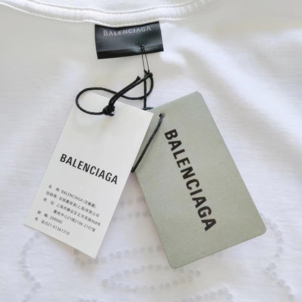 实拍细节图+尺码表 巴黎世家 Balenciaga基础双圈烫钻短袖 经典背后烫钻字母