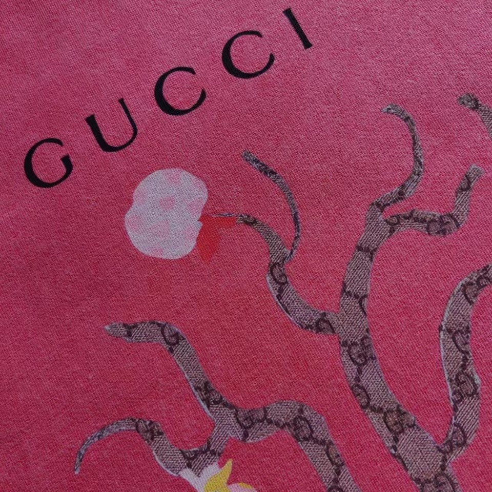 实拍细节图+细节图 Gucci/古驰 奇异果树logo树纹短袖T恤