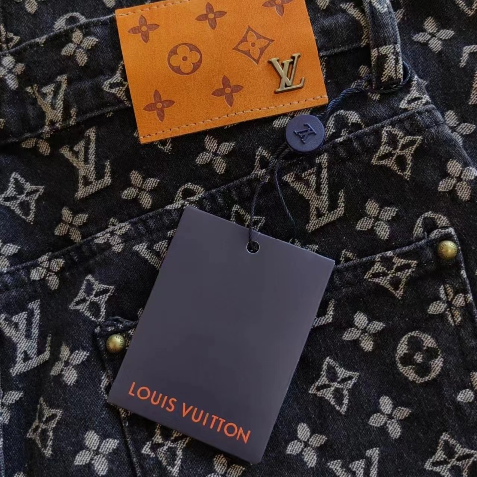 实拍细节图+尺码表 Louis Vuitton & LV路易威登满印简约满印提花logo牛仔裤