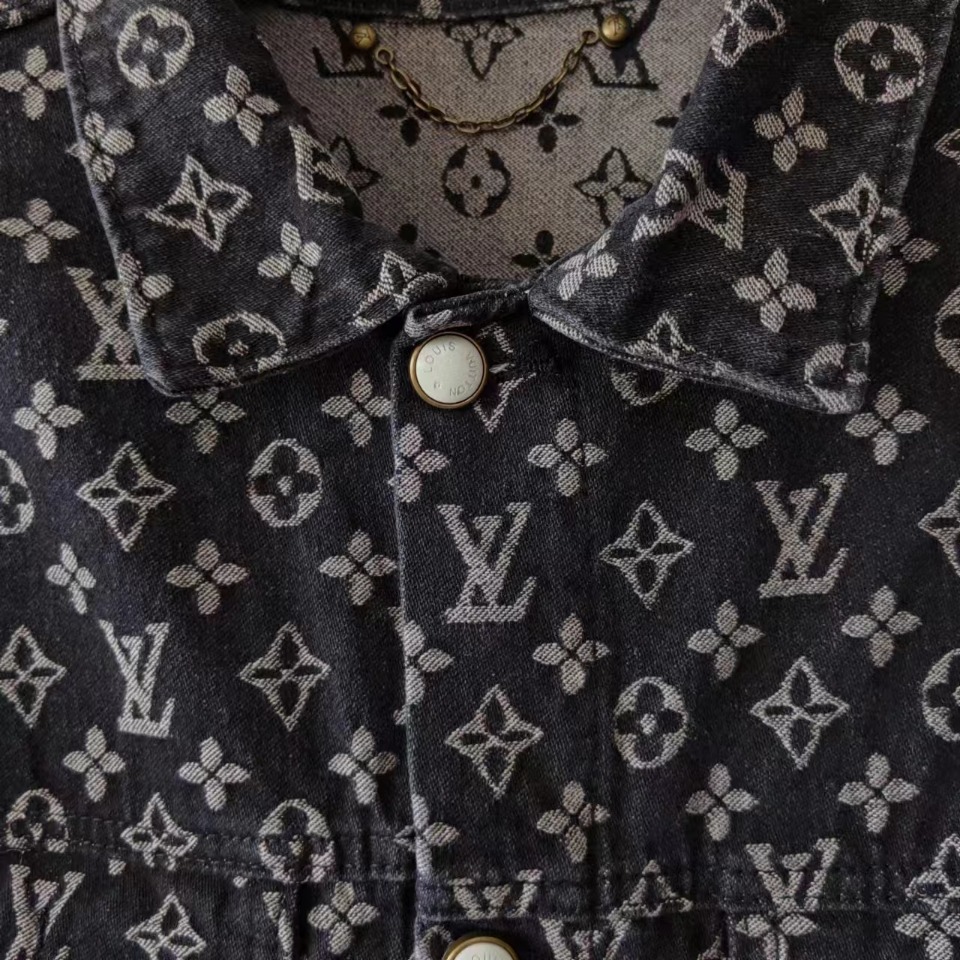 实拍细节图+尺码表 Louis Vuitton & LV路易威登满印简约满印提花logo牛仔夹克外套