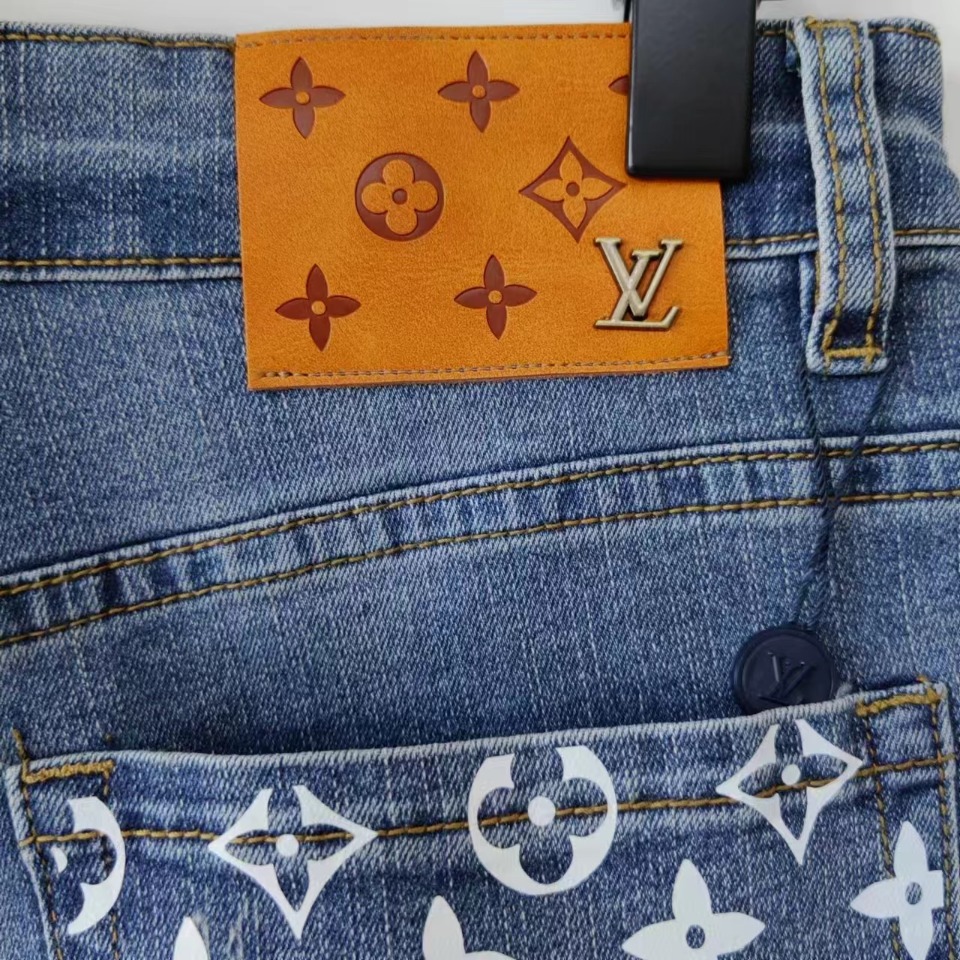 实拍细节图+尺码表 Louis Vuitton /路易威登 口袋经典老花牛仔裤