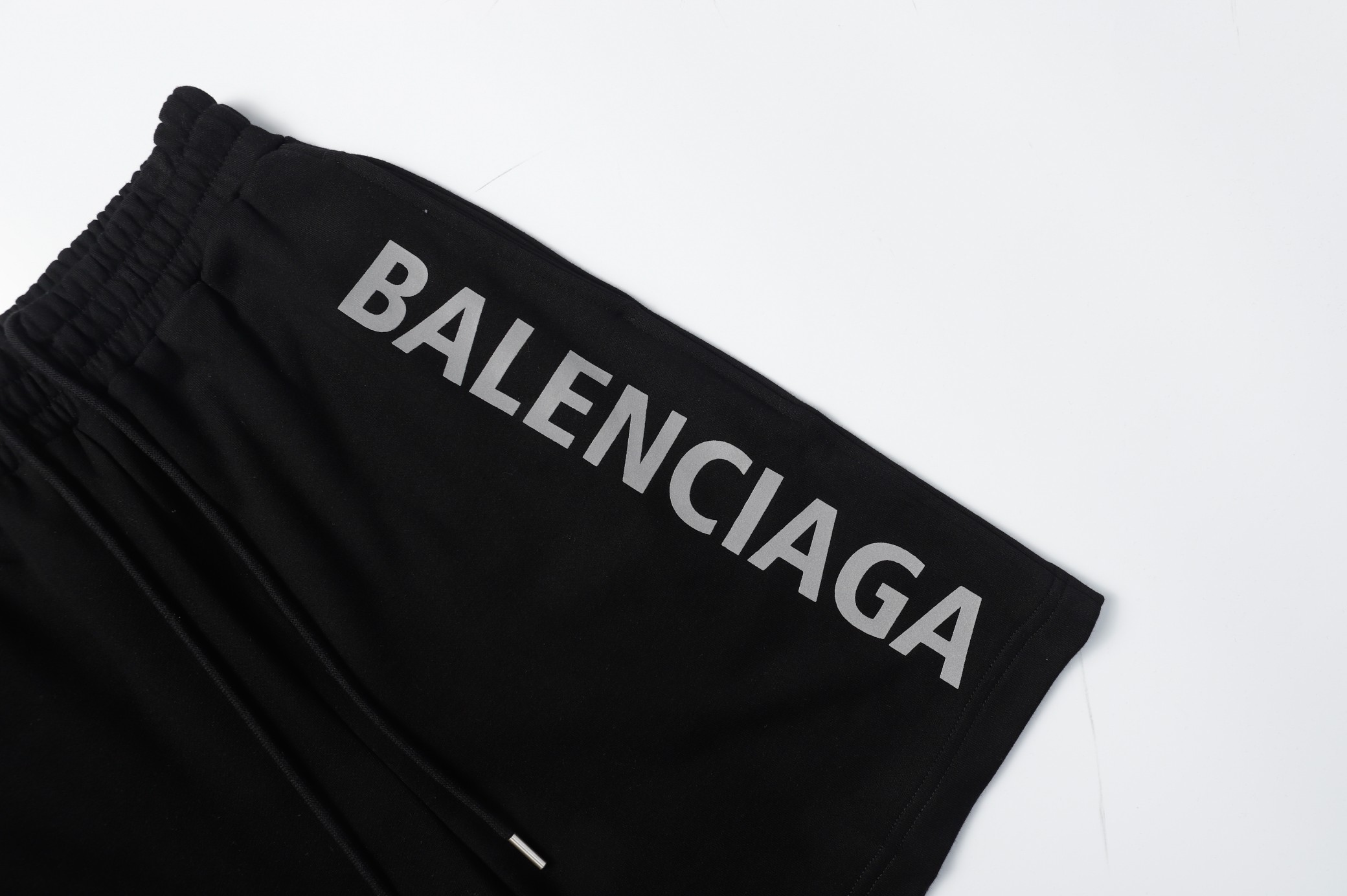 实拍细节图+细节图 BALENCIAGA巴黎世家2024ss前印花反光条休闲情侣宽松纯棉毛圈短裤