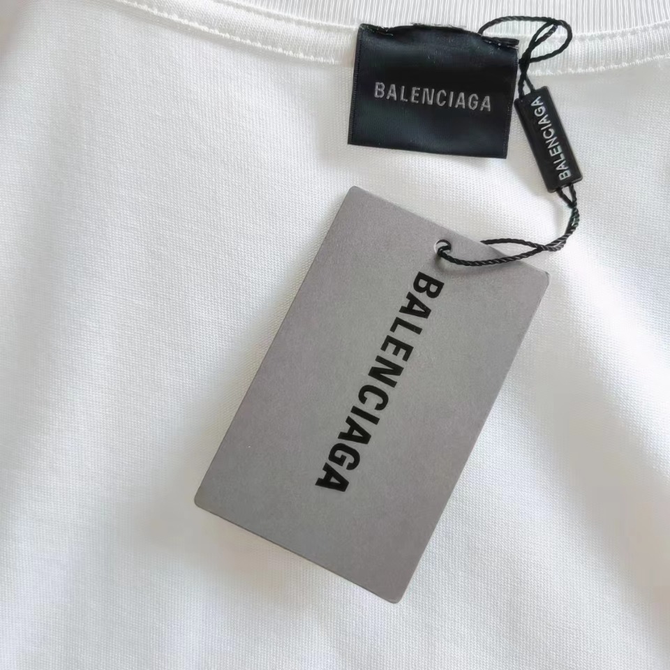 实拍细节图+尺码表 Balenciaga/巴黎世家 双环反转LOGO短袖T恤