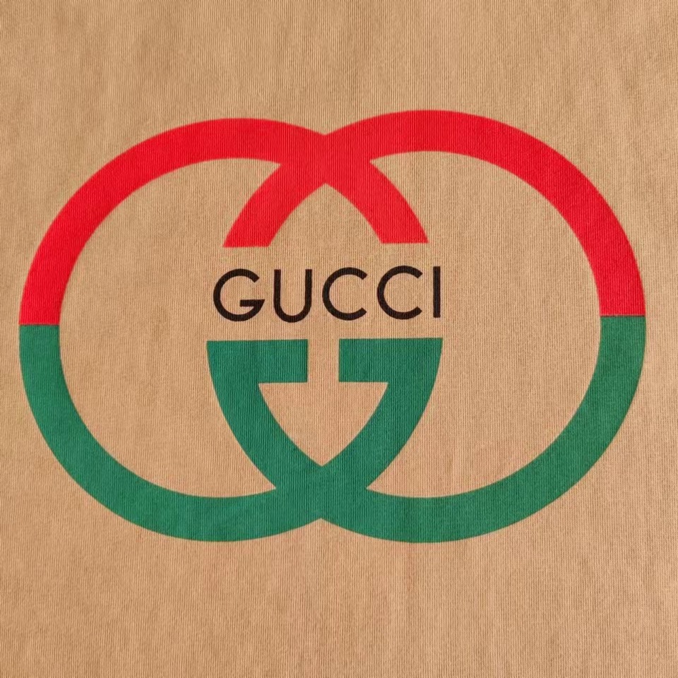 实拍细节图+尺码表 Gucci/古驰 互扣式双G字母发泡印花短袖T恤