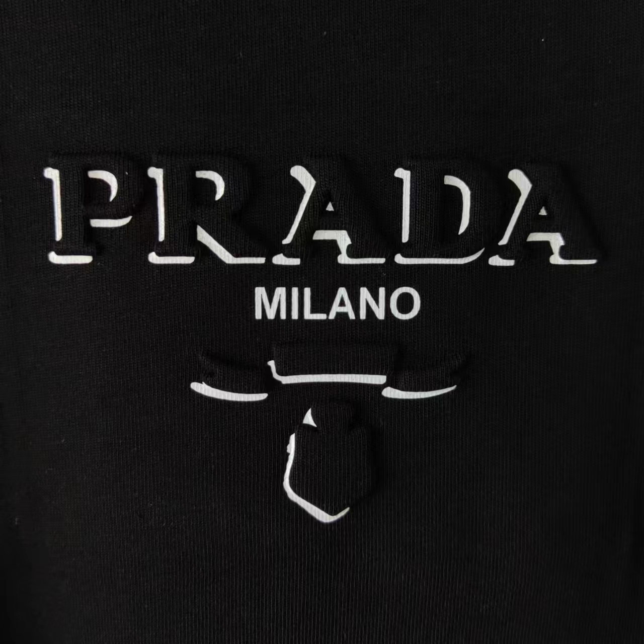 实拍细节图+尺码表 Prada/普拉达 立体浮雕徽标短袖T恤