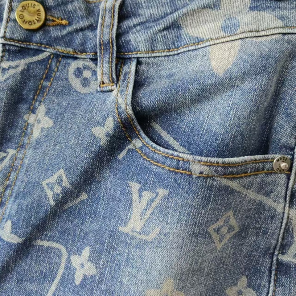 实拍细节图+尺码表 Louis Vuitton &路易威登 印花logo牛仔裤