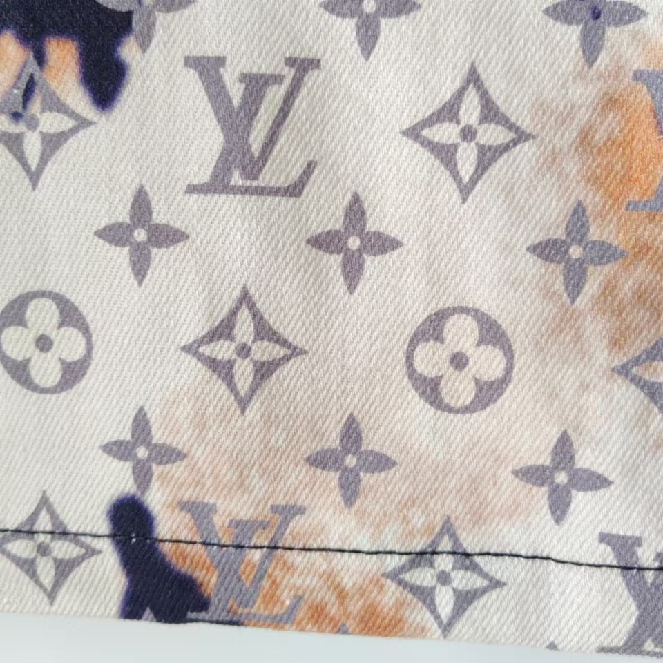 实拍细节图+尺码表 LV&路易威登 Louis Vuitton 渐变提花经典联名系列水洗满印牛仔外套