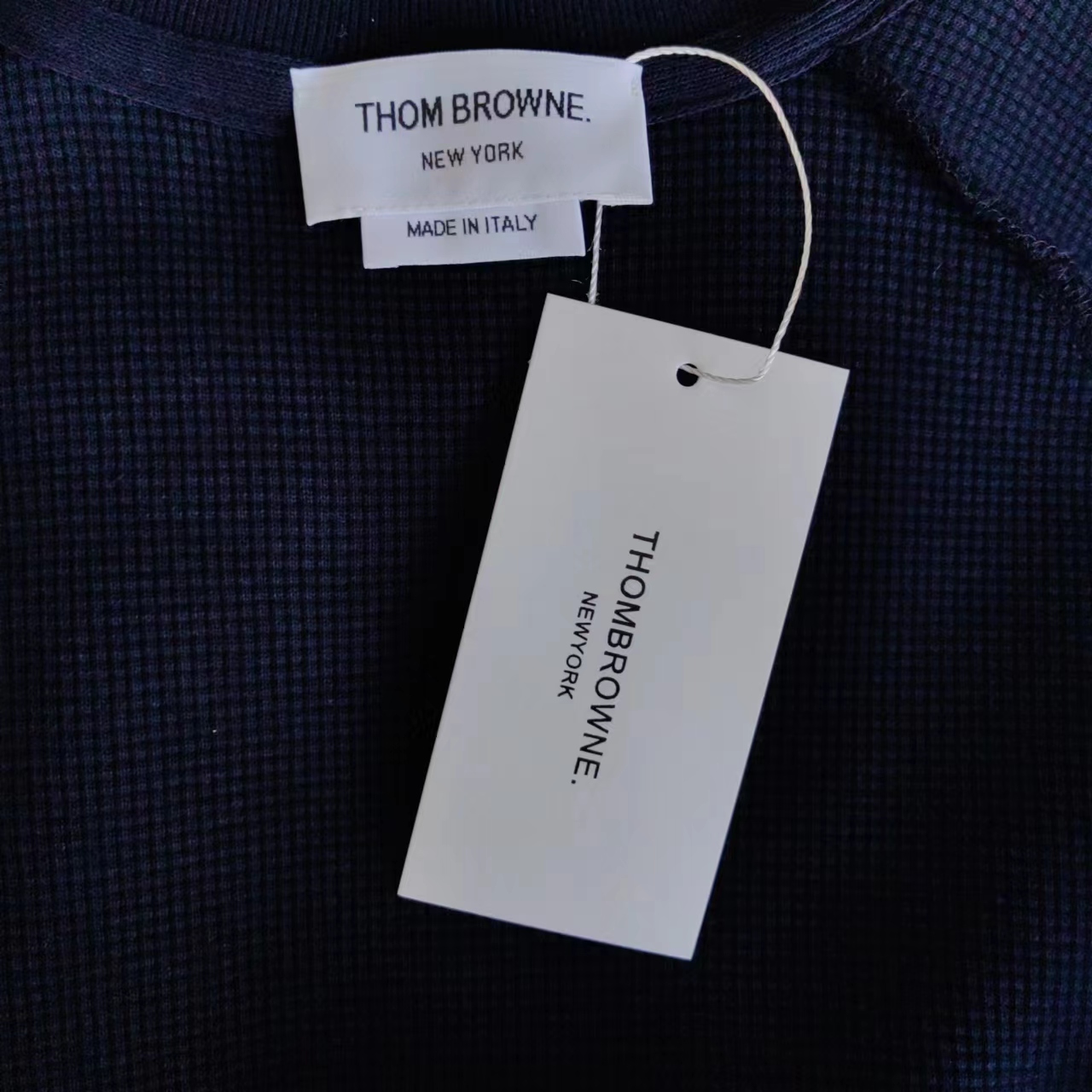 实拍细节图+尺码表 THOM BROWNE 汤姆布朗 TB新款华夫格圆领套头卫衣