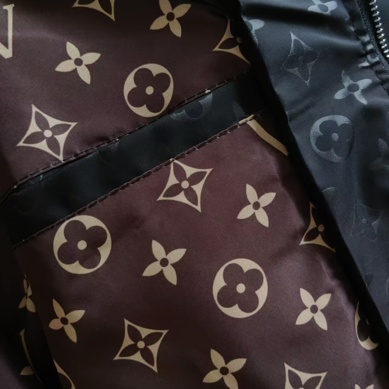 实拍细节图+尺码表 Louis Vuitton/路易威登LV满印提花暗纹连帽外套冲锋衣