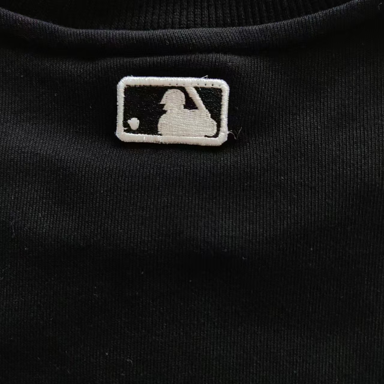 实拍细节图 +尺码表 MLB 经典前后LOGO贴布圆领卫衣 用进口绣花机包边