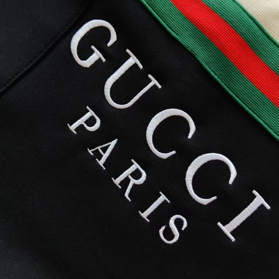 实拍细节图 +尺码表 Gucci/古驰 织带拼接进口田岛机高密度刺绣字母logo休闲长裤