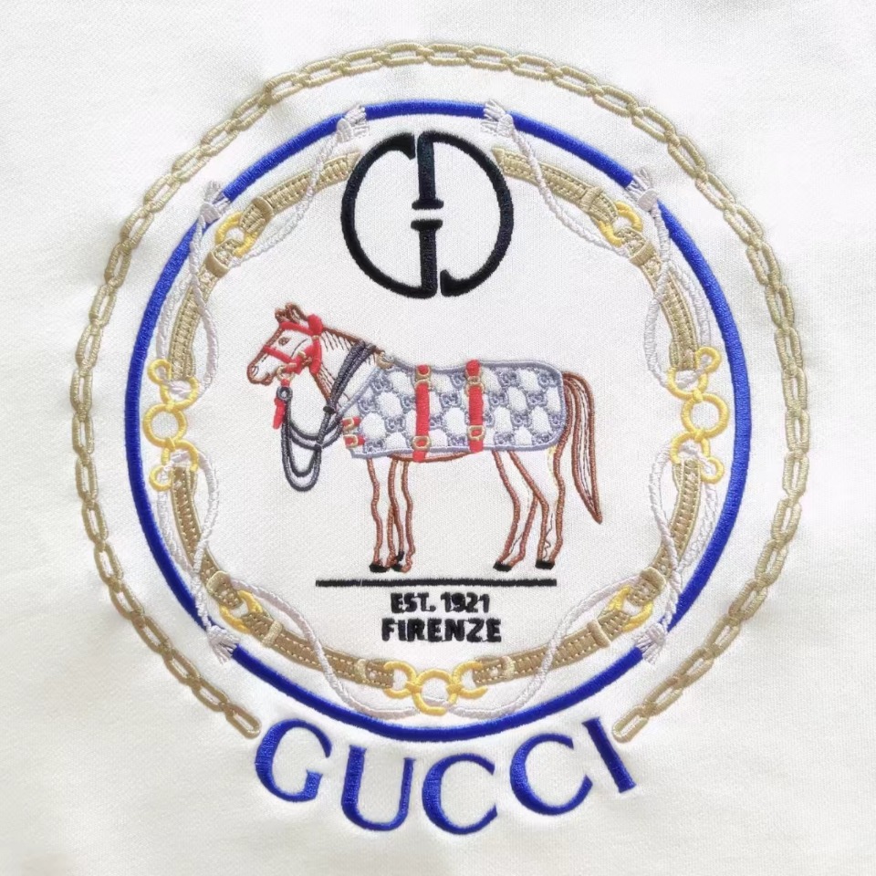 实拍细节图+尺码表 Gucci/古驰 24SS 1921战马刺绣logo圆领卫衣