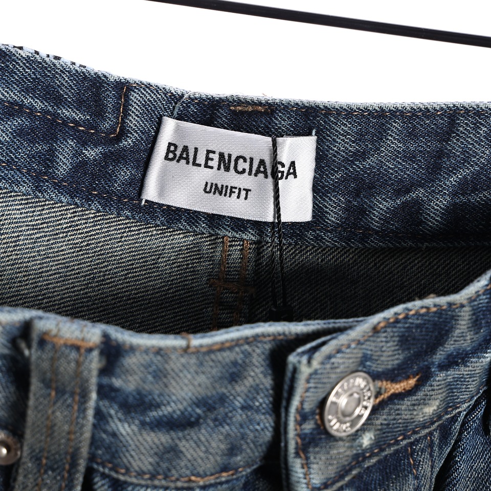 Balenciaga/巴黎世家BLCG 23ss秋装日本隐藏涂染脏脏牛仔长裤