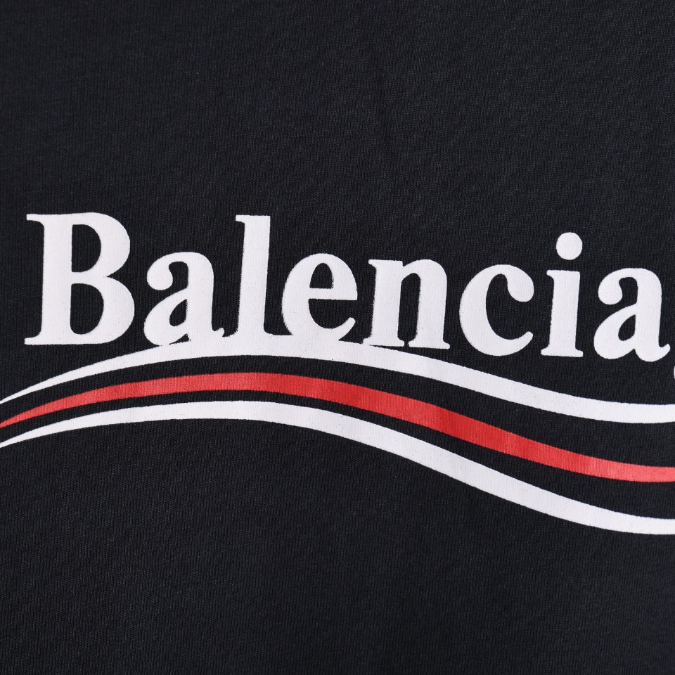 Balenciaga/巴黎世家BLCG 24ss可乐波浪印花短袖 黑蓝色