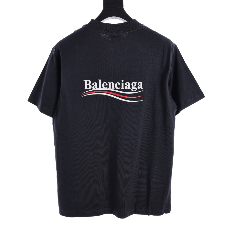 Balenciaga/巴黎世家BLCG 24ss可乐波浪印花短袖 黑蓝色