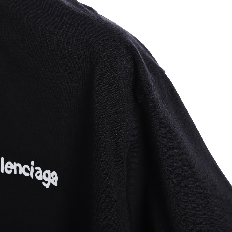 Balenciaga巴黎世家BLCG 24SS涂鸦小字母印花短袖T恤