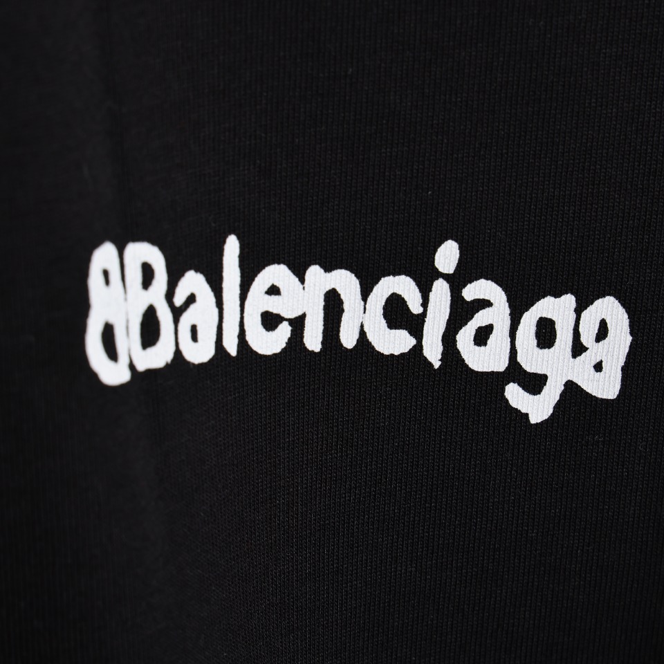 Balenciaga巴黎世家BLCG 24SS涂鸦小字母印花短袖T恤