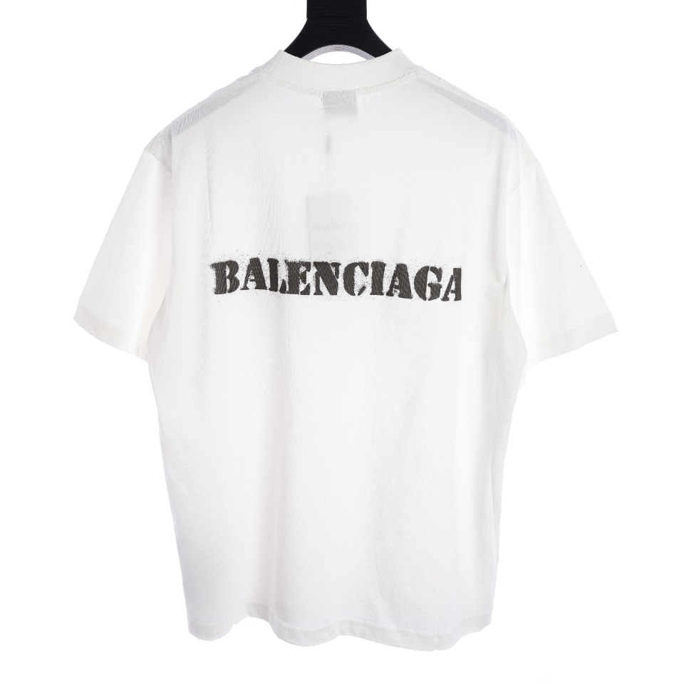 Balenciaga 巴黎世家 BLCG24SS渐变模糊喷绘字母短袖T恤