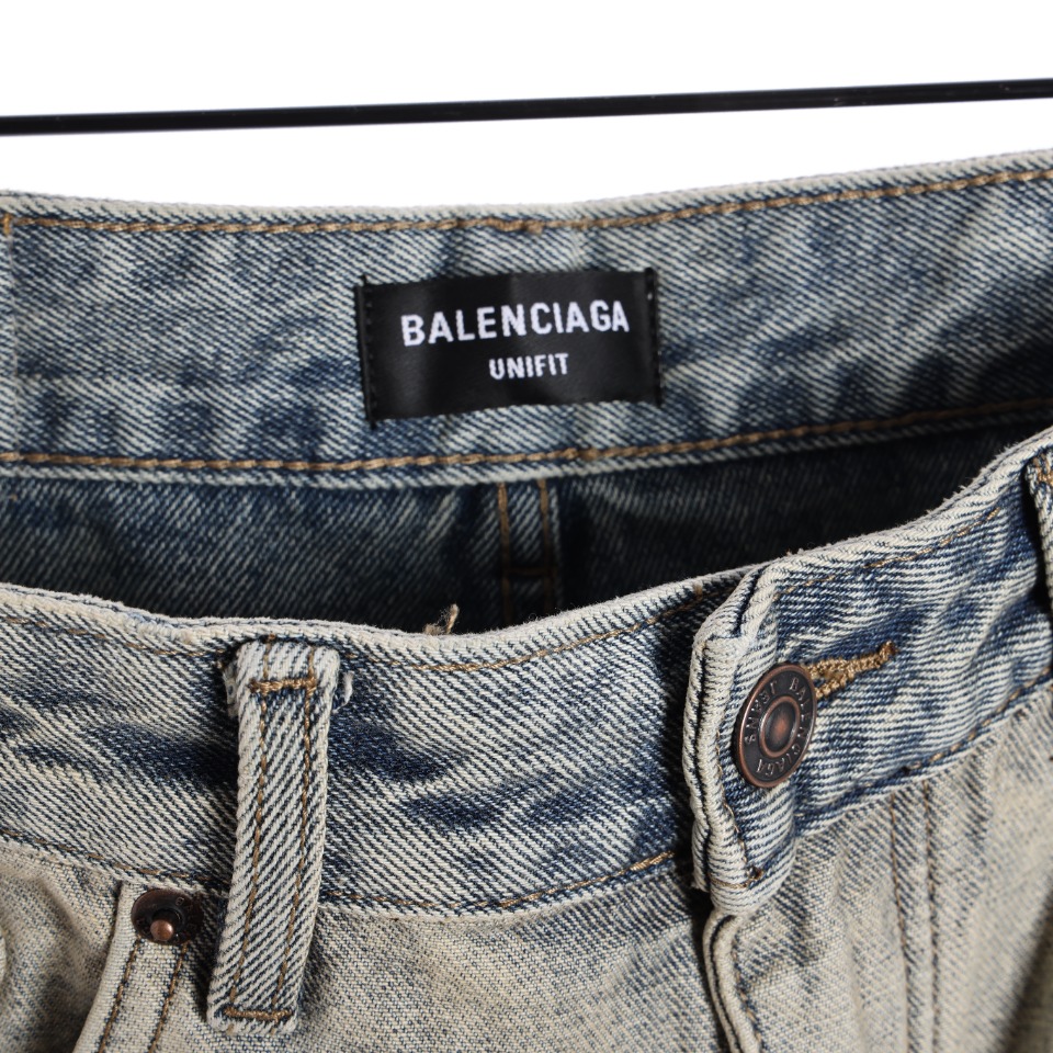 Balenciaga巴黎世家BLCG 24ss新款反面穿水洗做旧牛仔长裤