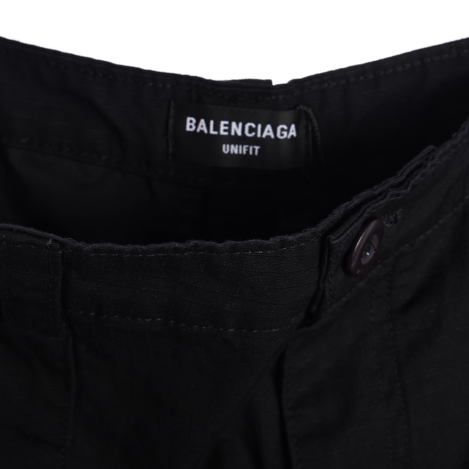 BALANCIAGA/巴黎世家BLCG24ss Flared cargo工装格子棉布可拆卸微喇叭裤长裤